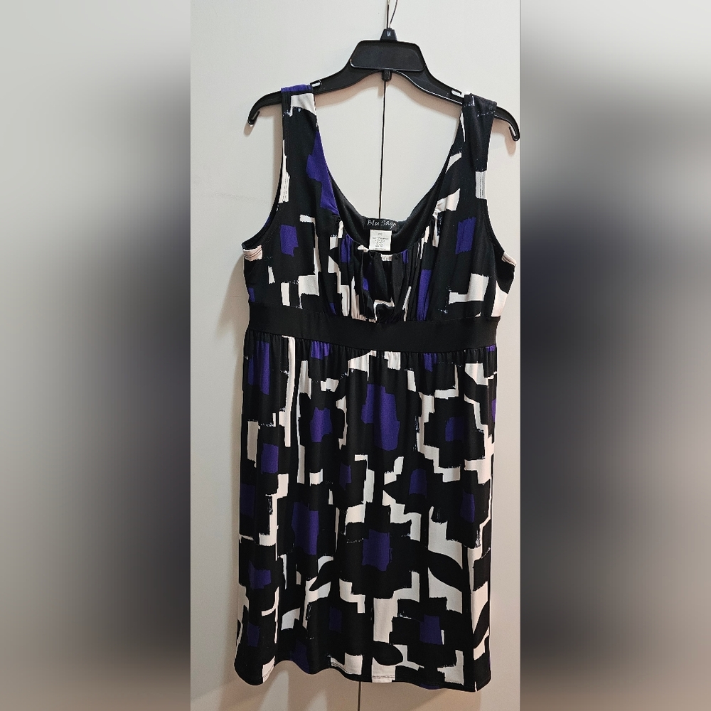 BLUE SAGE, BLACK AND PURPLE DRESS